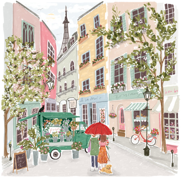 Parisian Street in Spring