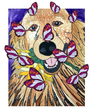 Dog with Butterflies