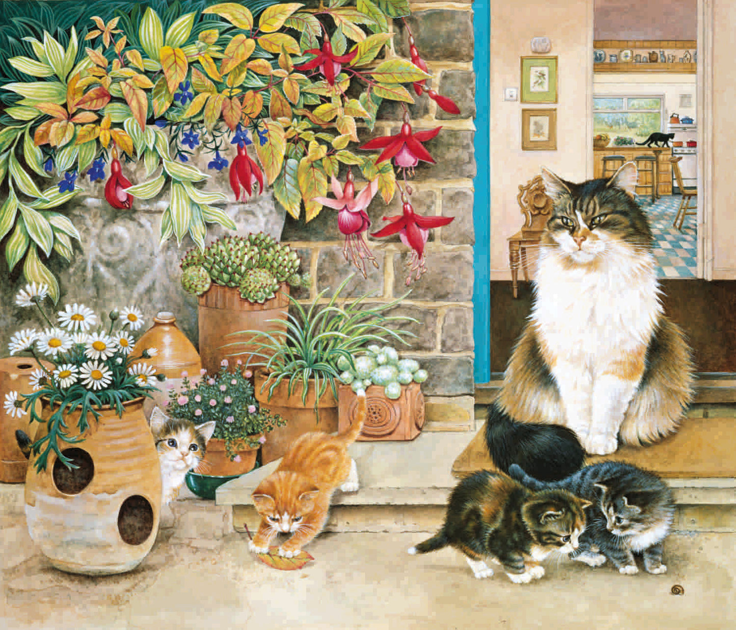 Agneatha & Her Kittens on the Doorstep