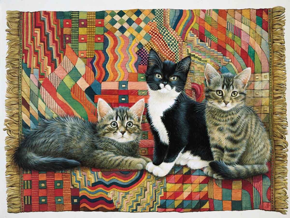 Christie, Posky and Zelly on a Deco Rug