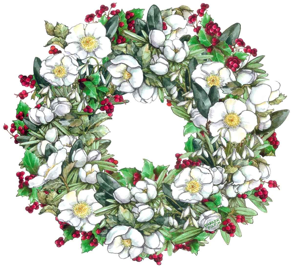 Christmas Rose Wreath