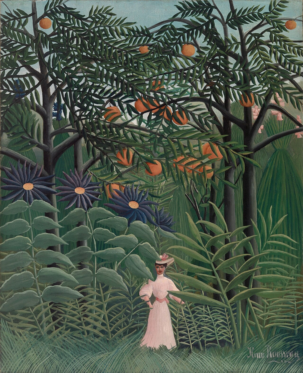 Woman Walking in an Exotic Forest