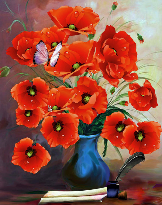 Poppies and the Butterfly